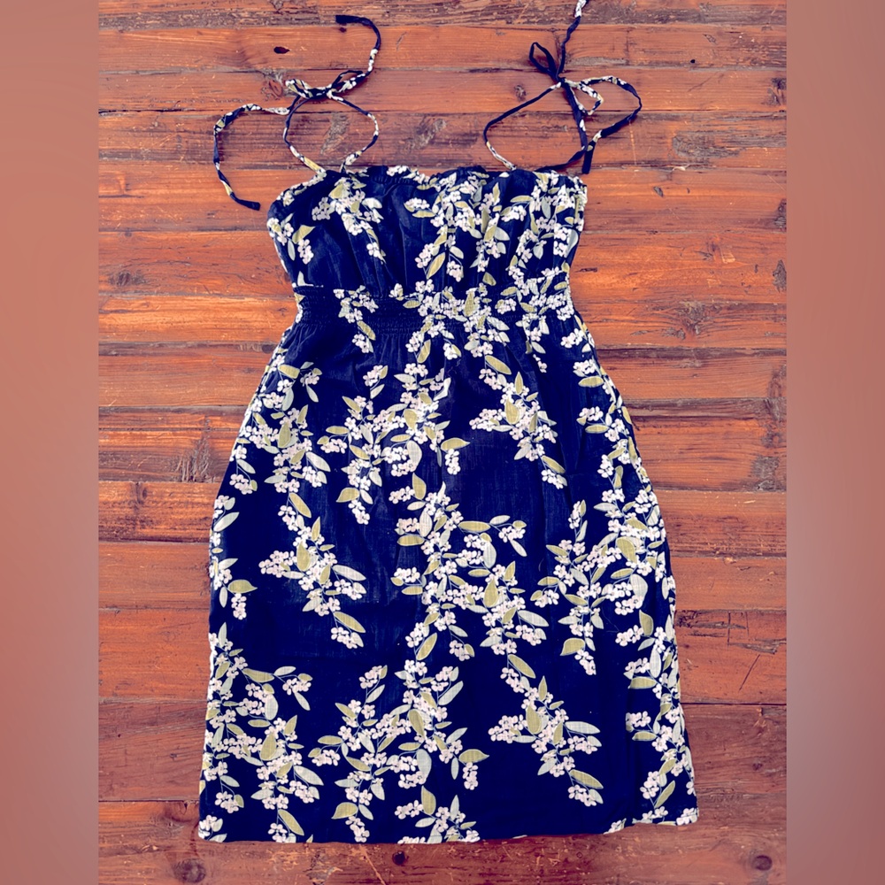 Navy Floral Print Women's Dress